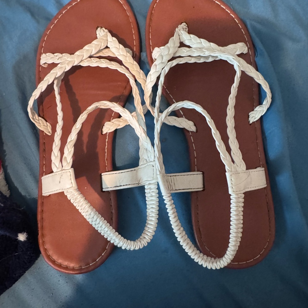 SHEIN White and Brown Sandals Casual Comfort